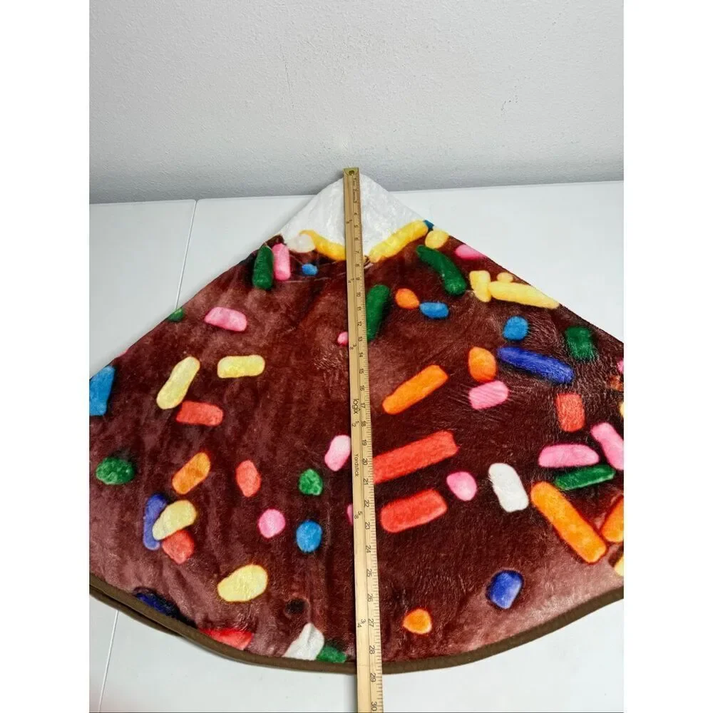 Novelty Giant Food Blanket Throw Round Coffee Glazed Donut 58” Diameter